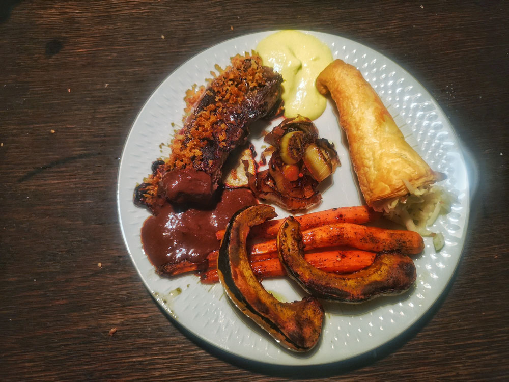 Rehleber mit Kakao und Aioli